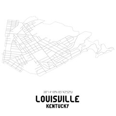 Louisville Kentucky. US street map with black and white lines.