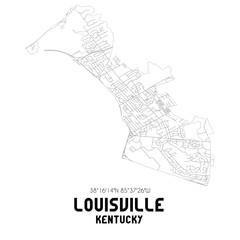 Louisville Kentucky. US street map with black and white lines.