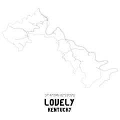 Lovely Kentucky. US street map with black and white lines.