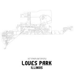 Loves Park Illinois. US street map with black and white lines.