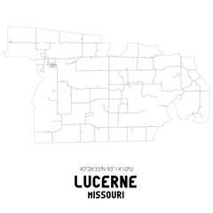 Lucerne Missouri. US street map with black and white lines.