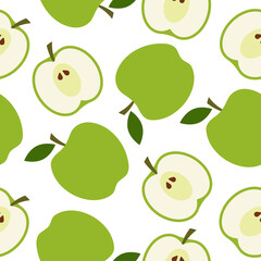 Cute apple seamless pattern in flat style. Cartoon apple seamless pattern