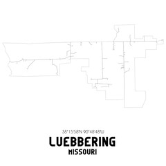 Luebbering Missouri. US street map with black and white lines.