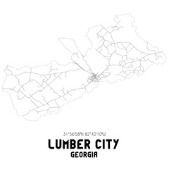 Lumber City Georgia. US street map with black and white lines.
