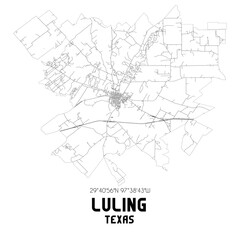 Luling Texas. US street map with black and white lines.