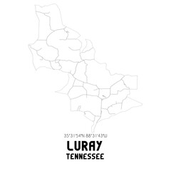 Luray Tennessee. US street map with black and white lines.