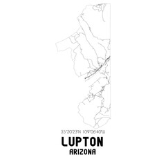 Lupton Arizona. US street map with black and white lines.