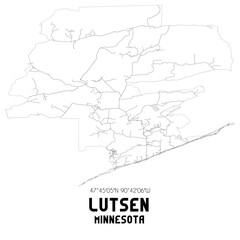 Lutsen Minnesota. US street map with black and white lines.