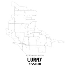 Luray Missouri. US street map with black and white lines.