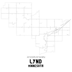 Naklejka premium Lynd Minnesota. US street map with black and white lines.