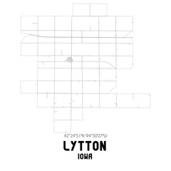 Lytton Iowa. US street map with black and white lines.