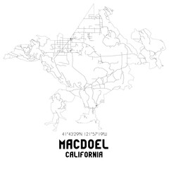 Macdoel California. US street map with black and white lines.