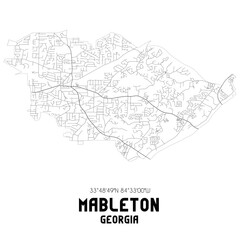 Mableton Georgia. US street map with black and white lines.