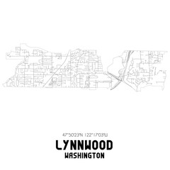 Lynnwood Washington. US street map with black and white lines.