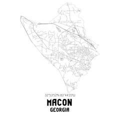 Macon Georgia. US street map with black and white lines.
