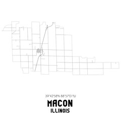 Macon Illinois. US street map with black and white lines.