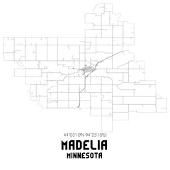 Madelia Minnesota. US street map with black and white lines.