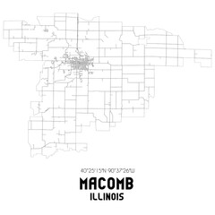 Macomb Illinois. US street map with black and white lines.