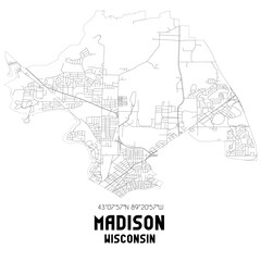 Fototapeta na wymiar Madison Wisconsin. US street map with black and white lines.