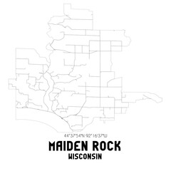 Maiden Rock Wisconsin. US street map with black and white lines.
