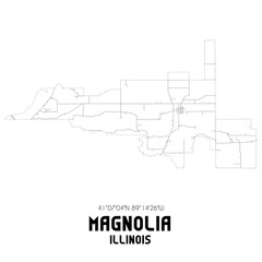 Magnolia Illinois. US street map with black and white lines.