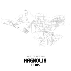 Fototapeta na wymiar Magnolia Texas. US street map with black and white lines.