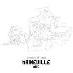 Maineville Ohio. US street map with black and white lines.