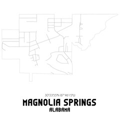 Magnolia Springs Alabama. US street map with black and white lines.