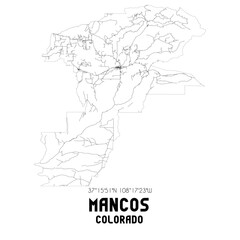 Mancos Colorado. US street map with black and white lines.