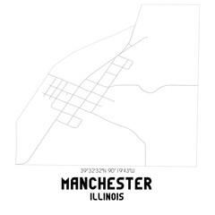 Manchester Illinois. US street map with black and white lines.