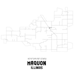 Maquon Illinois. US street map with black and white lines.