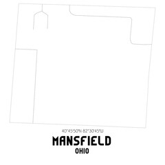 Mansfield Ohio. US street map with black and white lines.