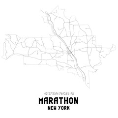 Marathon New York. US street map with black and white lines.