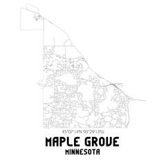 Maple Grove Minnesota. US street map with black and white lines.