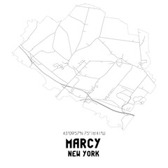 Marcy New York. US street map with black and white lines.
