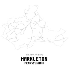 Markleton Pennsylvania. US street map with black and white lines.