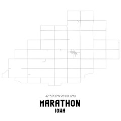 Marathon Iowa. US street map with black and white lines.