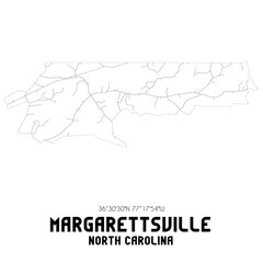 Margarettsville North Carolina. US street map with black and white lines.