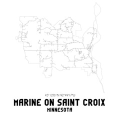 Marine On Saint Croix Minnesota. US street map with black and white lines.