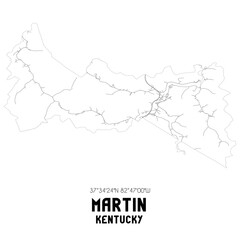 Martin Kentucky. US street map with black and white lines.