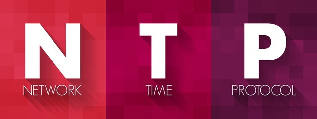 NTP Network Time Protocol - networking protocol for clock synchronization between computer systems over packet-switched, variable-latency data networks, acronym text concept background