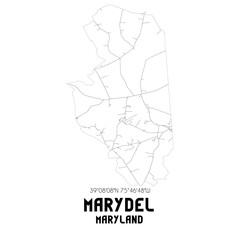 Marydel Maryland. US street map with black and white lines.