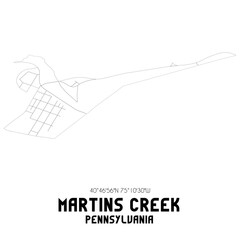 Martins Creek Pennsylvania. US street map with black and white lines.