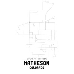 Matheson Colorado. US street map with black and white lines.