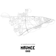 Maumee Ohio. US street map with black and white lines.