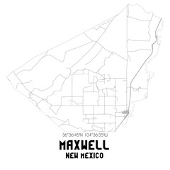 Maxwell New Mexico. US street map with black and white lines.