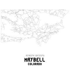 Maybell Colorado. US street map with black and white lines.