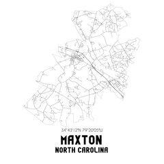 Fototapeta na wymiar Maxton North Carolina. US street map with black and white lines.