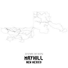 Mayhill New Mexico. US street map with black and white lines.