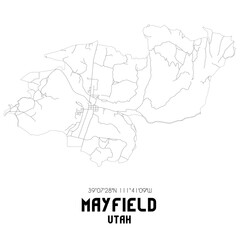 Mayfield Utah. US street map with black and white lines.